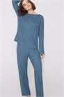 Пижама с длинными рукавами и ребристой отделкой, с вырезом «лодочка» артикул 156299077