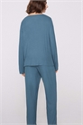 Пижама с длинными рукавами и ребристой отделкой, с вырезом «лодочка» артикул 156299077