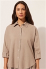 Короткая рубашка из льна и вискозы артикул 156299499