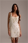Мини-платье, полностью украшенное жемчугом артикул 152236315