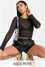 ASOS DESIGN: укороченный топ из сетки с длинными рукавами для миниатюрных девушек артикул 127539586