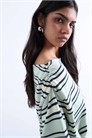 Топ с длинными рукавами и асимметричным вырезом в полоску артикул 144906475