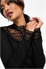 Топ с кружевной вставкой и длинными рукавами артикул 130413714