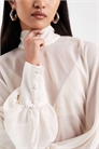 Блузка из шифона с рукавами «летучая мышь» и высоким воротником артикул 153983128