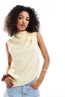 Топ свободного кроя с асимметричным вырезом и без рукавов артикул 143767564