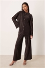 Бархатная рубашка с широкими рукавами и плиссировкой co-ord артикул 150598875