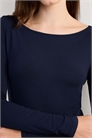 Топ из микромодала с длинными рукавами и лодочным вырезом артикул 154060380