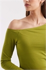 Хлопковая блузка с открытыми плечами и длинными рукавами артикул 151995534