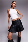 Мини-юбка из искусственной кожи с контрастной отстрочкой и складками артикул 148078653