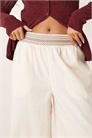 Брюки-кюлоты из смешанного льна с широкими брючинами и сборками на талии артикул 142510562