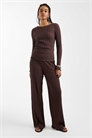 Комплект брюк с широкими брючинами и фактурной текстурой шоколадного цвета артикул 153716170