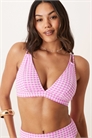 Топ бикини из ткани с текстурой в клетку и с более полным вырезом артикул 139537974