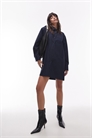 Мини-платье-рубашка темно-синего цвета артикул 141380389