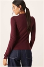 Топ с длинными рукавами и волнистым краем, бордового цвета артикул 151270417