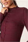 Топ с длинными рукавами и волнистым краем, бордового цвета артикул 151270417