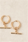 Серьги-кольца с T-образной дужкой золотистого цвета артикул 150975947