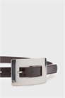 Пояс из искусственной кожи с большой прямоугольной серебряной пряжкой артикул 150203870
