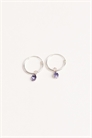 Серьги-кольца с подвесками в виде фиолетовых драгоценных камней артикул 153890091