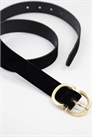 Ремень из замши с двойной изогнутой пряжкой, черный артикул 116747153