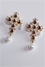 Серьги в виде креста, украшенные драгоценными камнями и искусственными жемчужинами артикул 149512932