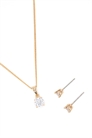 Комплект из сережек и колье с золотыми камнями, имитирующими бриллианты артикул 152397050