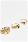 Набор из 3-х кольц с зеленым камнем артикул 150177401