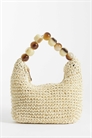 Сумка-клатч из соломы с ручкой в виде шарика из смолы артикул 153575198
