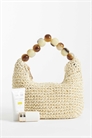 Сумка-клатч из соломы с ручкой в виде шарика из смолы артикул 153575198
