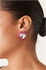 Серьги с каменным вставками в форме сердечка и искусственным сверкающим кристаллом артикул 150975804