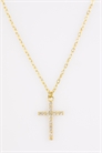Колье с подвеской в виде креста из стерлингового серебра с паве-оправой, покрытое золотом артикул 147883206