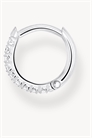 Серьга-кольцо с белыми камнями артикул 153897548