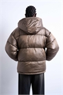 Пуховик средней длины с воротником-воронкой артикул 142513209