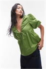 Топ из поплина с буфчатыми рукавами артикул 139174387
