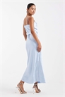 Атласное платье-миди с завязкой на талии и бретелями для подружки невесты артикул 153113247