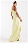 Макси-платье для подружки невесты из атласа с одним плечом и юбкой-парео артикул 153113231