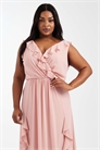 Макси-платье для подружки невесты из шифона с V-образным вырезом и оборками артикул 153113852