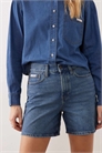 Короткие джинсовые шорты А-силуэта артикул 154174061