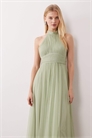 Платье средней длины из тюля с завязками на шее для подружки невесты артикул 152319620
