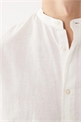 Рубашка из смешанного льна с воротником «под дедушку» артикул 153910415