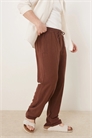 Брюки свободного кроя с высокой талией из ткани с высоким содержанием льна артикул 140829536
