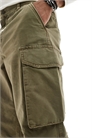 Брюки-карго свободного кроя темно-хаки артикул 143315616
