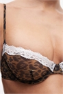 Бюстгальтер с косточками из прозрачной сетки с леопардовым принтом и кремовой кружевной отделкой артикул 153840924