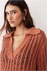 Топ с воротником, связанный крючком co-ord артикул 152002760