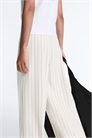 Брюки с широкими брючинами из мягкой ткани в тонкую полоску с добавлением модала артикул 156510282