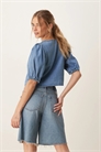 Топ из мягкого денима с завязками спереди артикул 140030783