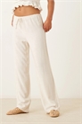 Брюки с широкими штанинами из смесовой ткани с льняными вкраплениями, завязывающиеся на шнурок в талии артикул 141528458