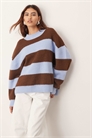 Свитер с круглым вырезом из трикотажа в полоску свободного кроя артикул 147968790