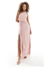 Макси-платье для подружки невесты с одним плечом и драпировкой спереди артикул 147195934