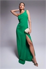 Макси-платье с одним плечом и разрезом на бедре артикул 139344444