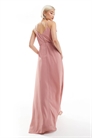 Макси-платье из шифона для подружки невесты с перекрещивающимся вырезом спереди, оборками и разрезом артикул 142046491